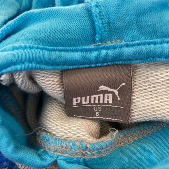 Puma Shining Star Hooded Peek-A-Boo Sweatshirt Gray Teal 6 - Picture 2 of 3